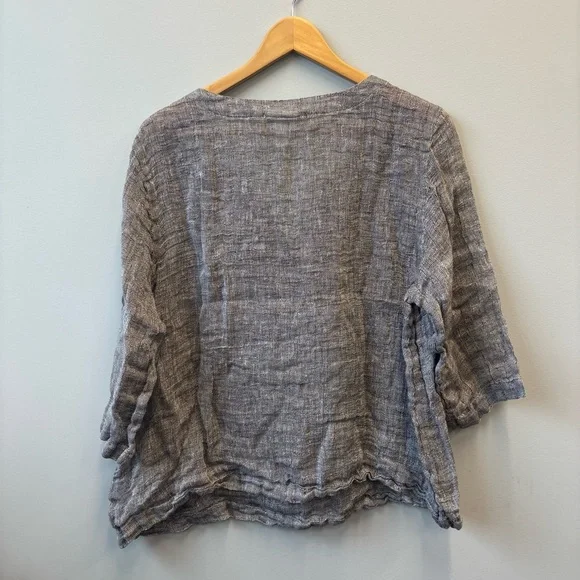 J Jill Purejill XLP Linen Top Loose Weave Boxy Blouse Gauzy - Picture 3 of 12